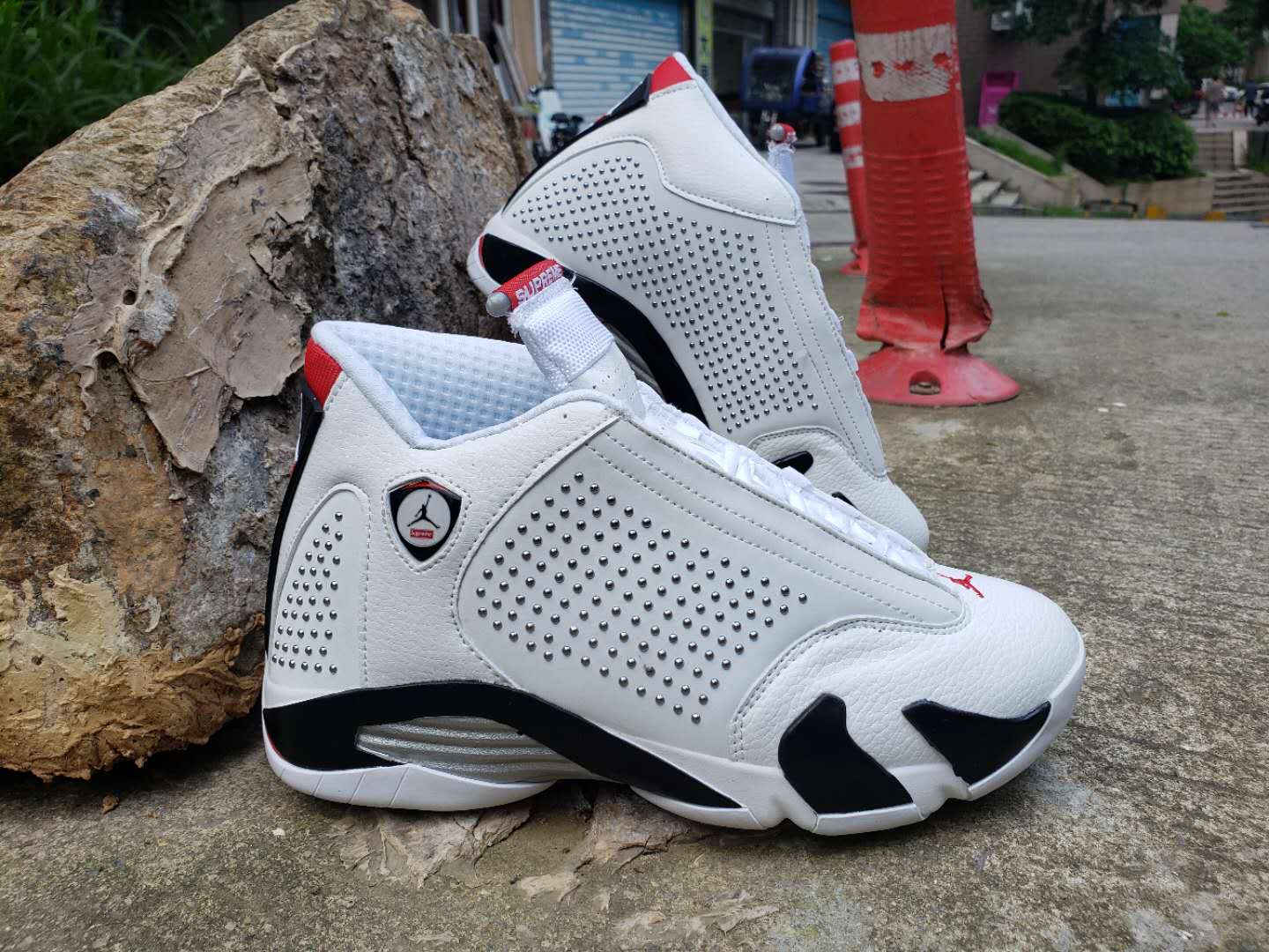 2019 Supreme x Air Jordan 14 White Black